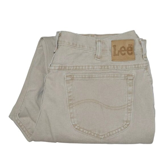 Vintage Lee Relaxed Fit Straight Leg Denim Jeans Men's Size 42x30 Beige Tan - Picture 5 of 6